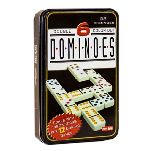 بازی فکری دومینو سرامیکی جعبه فلزی